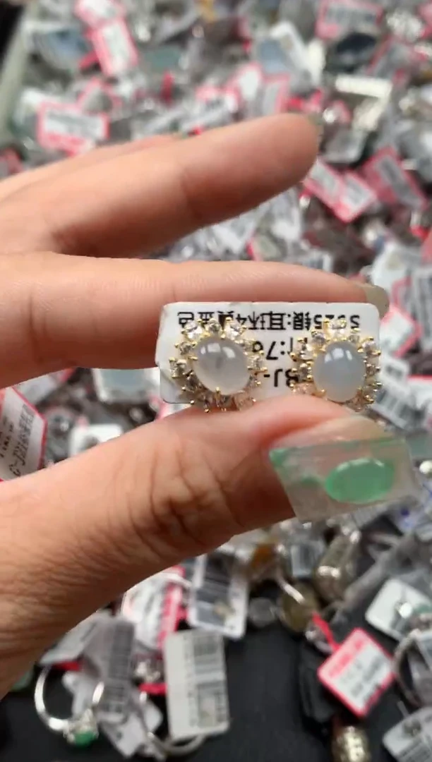 银S925镶嵌戒指翡翠天然A货缅甸翡翠