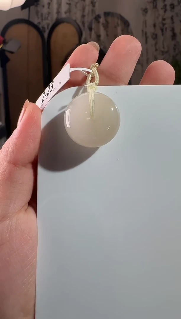 颈饰未镶嵌和田玉藕粉扣2-23