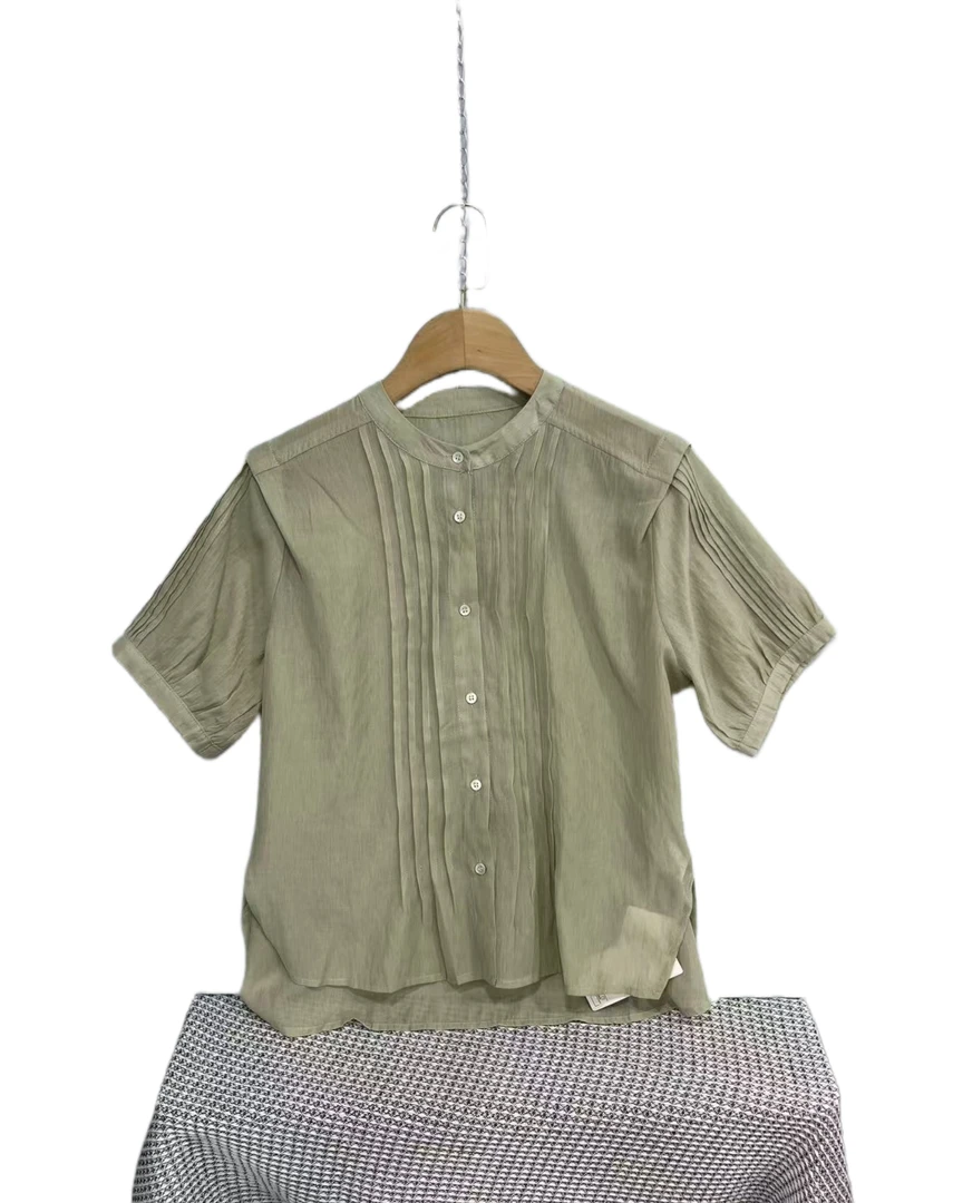 7618  纽扣  纯色  复古  时尚  休闲  衬衫