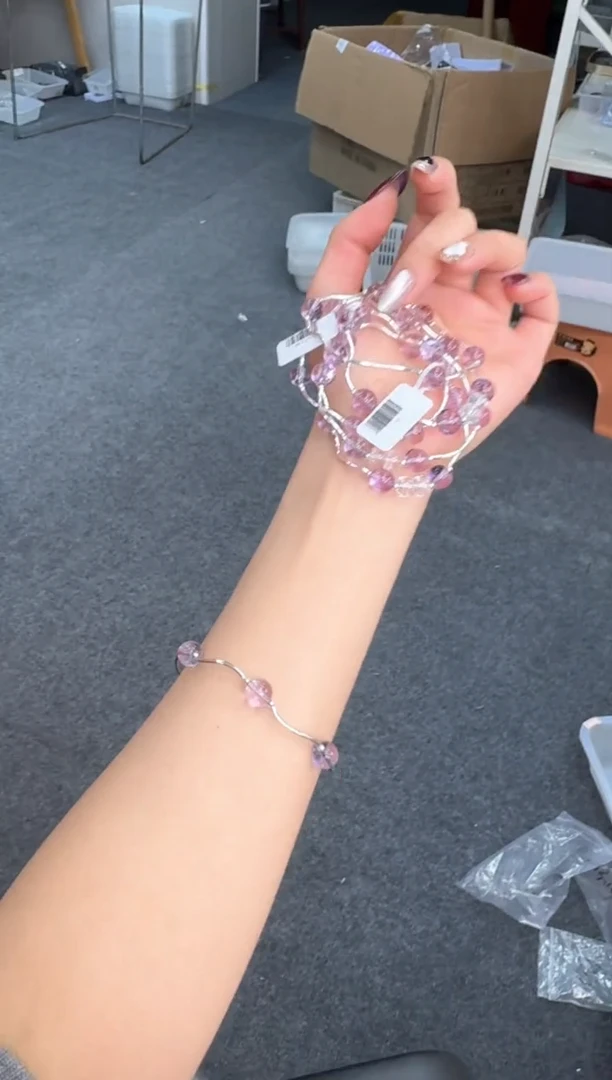 【闪购商品】水晶手链银S925镶嵌D137紫水s弯管设计款