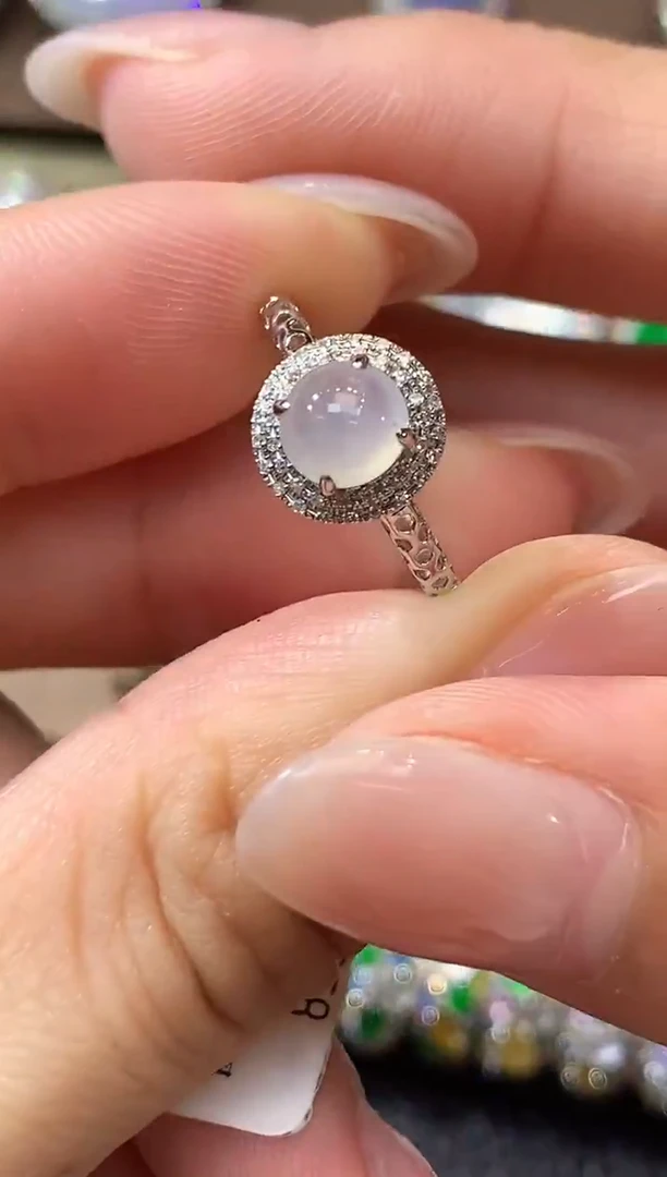 18K金镶嵌戒指翡翠A7