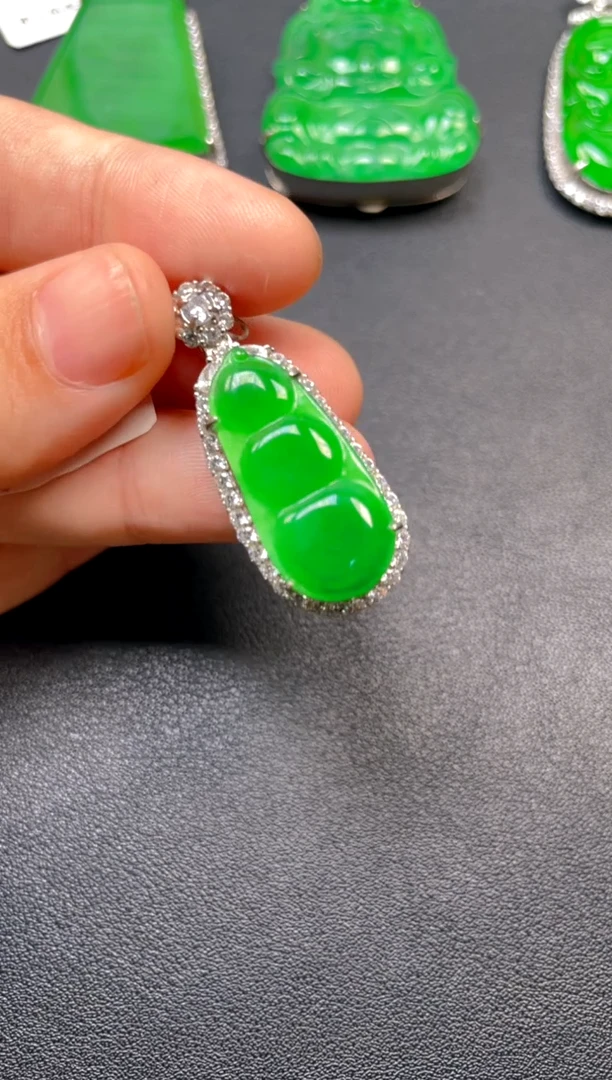 吊坠(不含链)银S925镶嵌翡翠吊坠