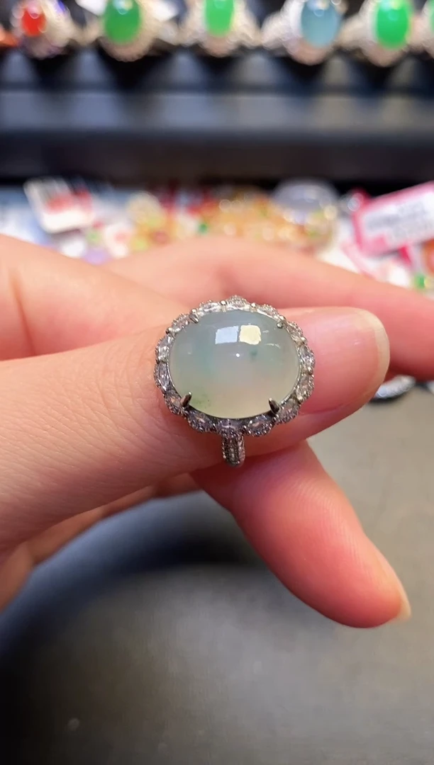 银S925镶嵌戒指翡翠陈*愿天然