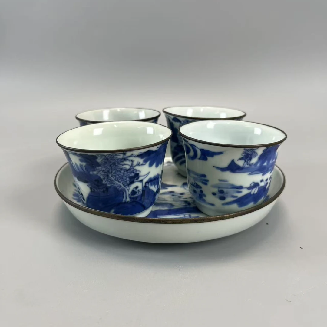 6060004光绪青花山水杯一拖四