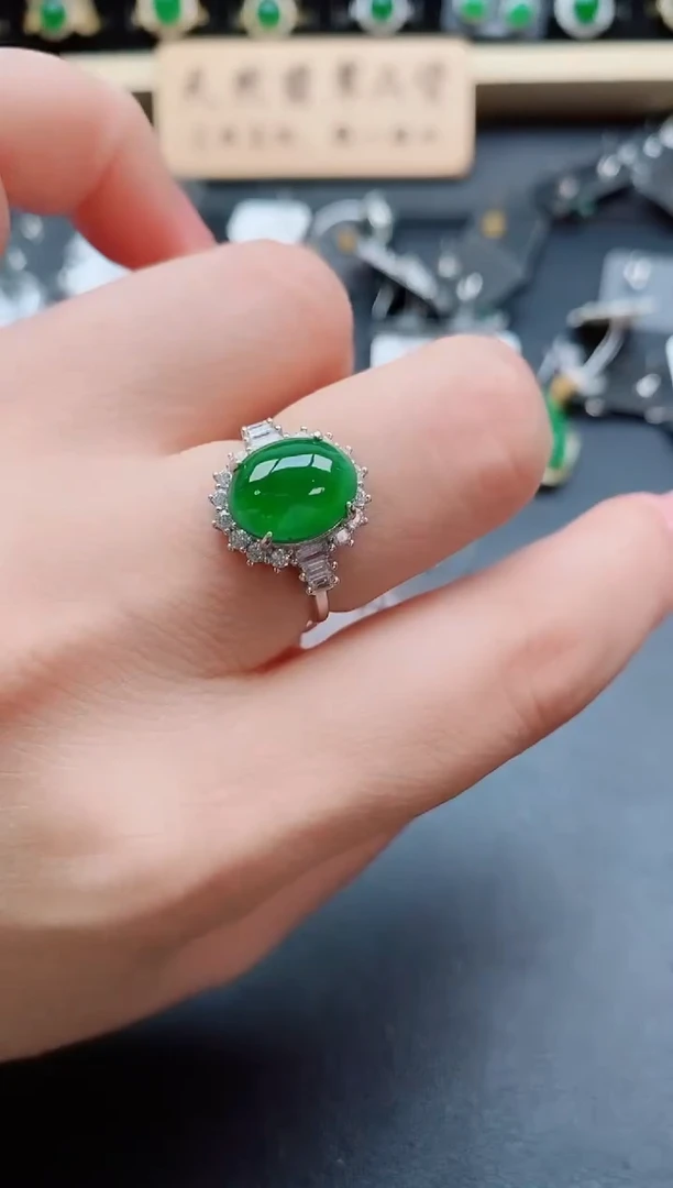 银S925镶嵌戒指翡翠1