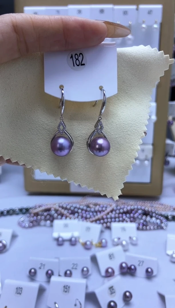 银S925镶嵌耳饰淡水珍珠182