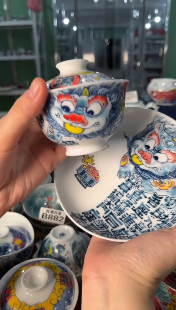 瓷片陶昨明盖碗+壶承一套（福利价格）