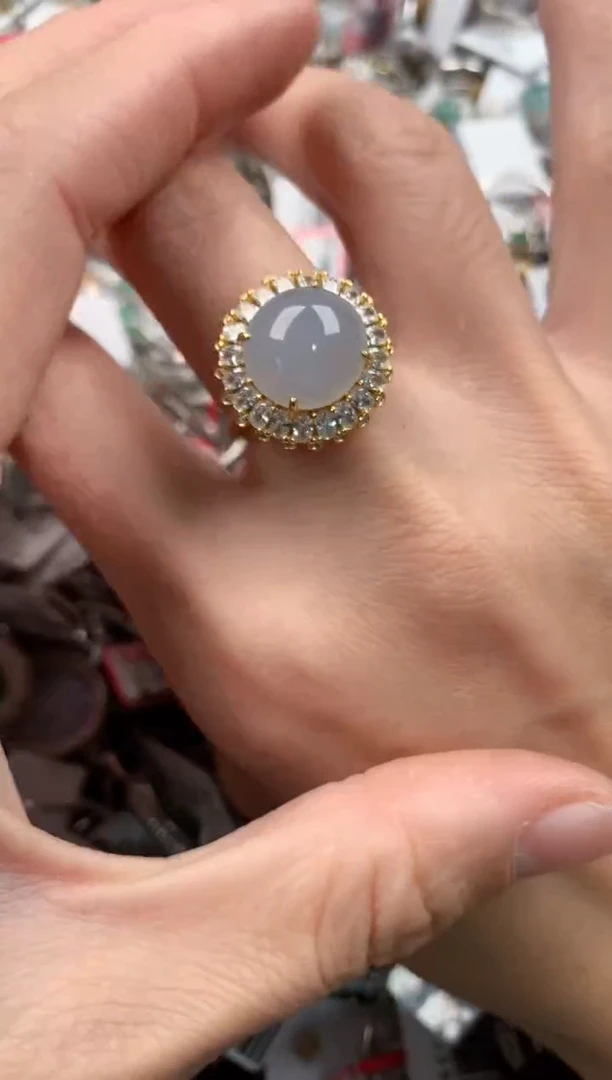 银S925镶嵌戒指翡翠555   7