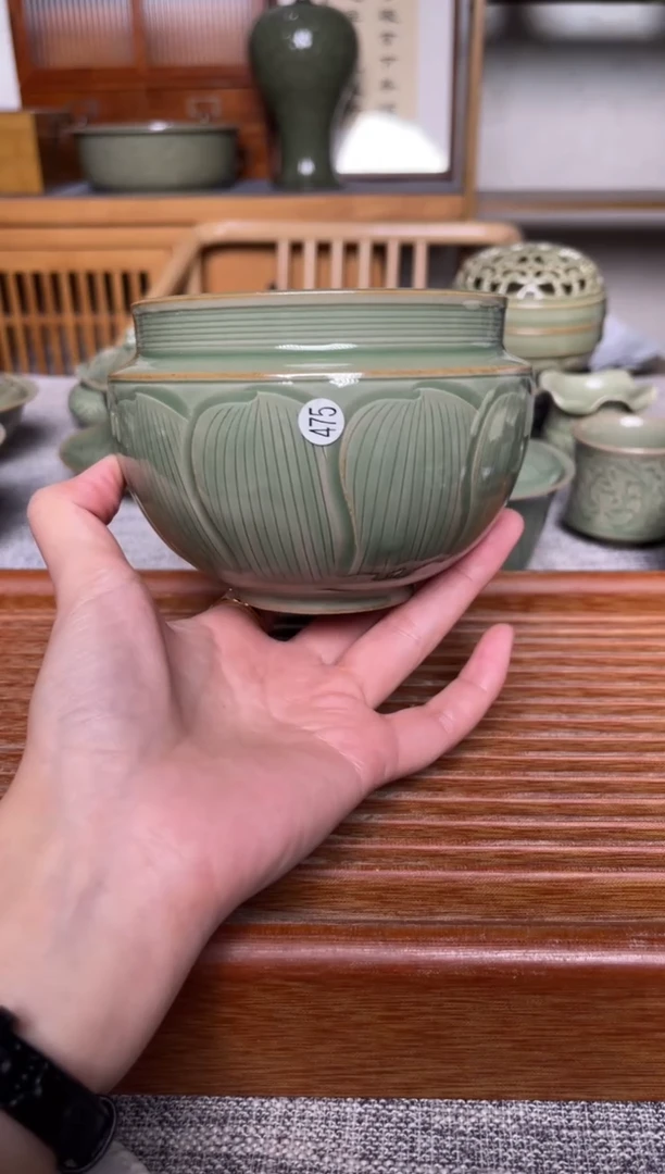 陶瓷475上奇纯手工秘色建水