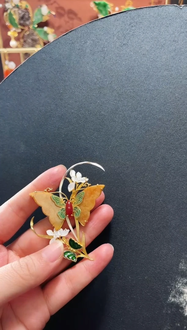 【闪购商品】翡翠吊坠(不含链)银S925镶嵌胸针支持48小时鉴赏