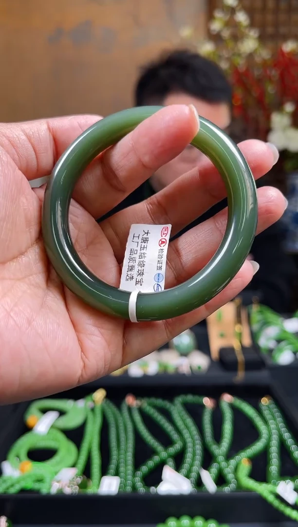 【闪购商品】和田玉（碧玉）手镯未镶嵌53.8 精品豆青手镯