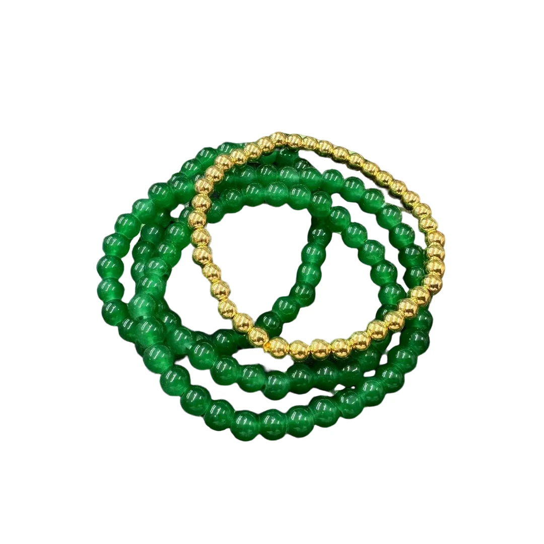 足金黄金圆珠手链玛瑙时尚款J45