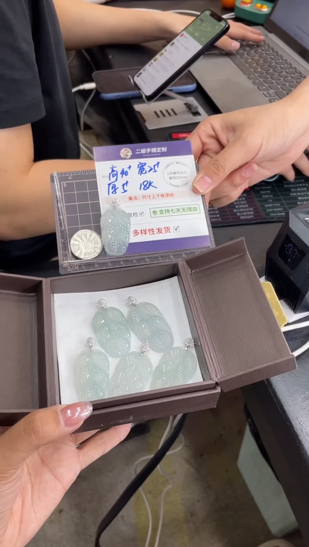 18K金镶嵌挂件翡翠高货叶子FL19多样性发其一CP配链