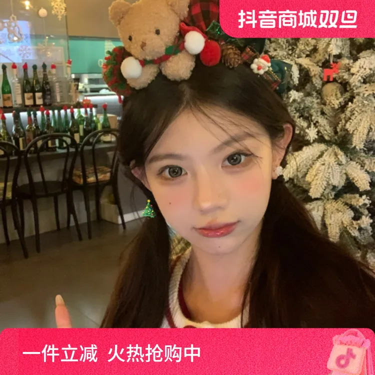 毛绒小熊饼干圣诞节毛绒发箍头饰cos服装扮配饰少女头箍发饰甜美