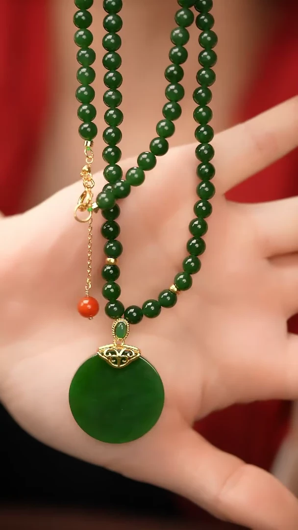 【闪购商品】和田玉（碧玉）吊坠(赠链)银S925镶嵌和田玉碧玉吊坠