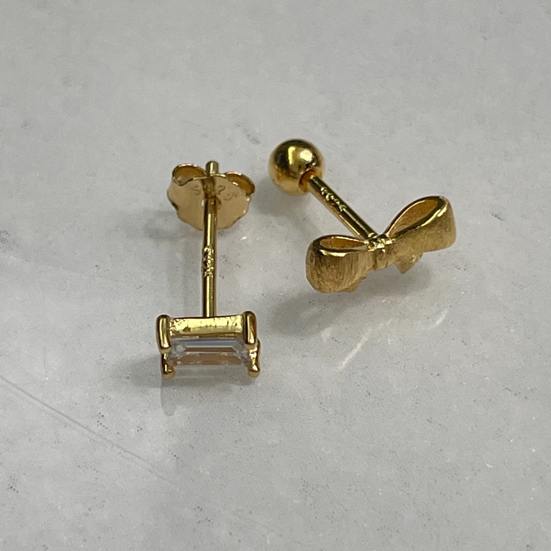 非金属仿水晶耳饰 【黄色蝴蝶结】女耳饰金色精致金色简约耳钉首饰