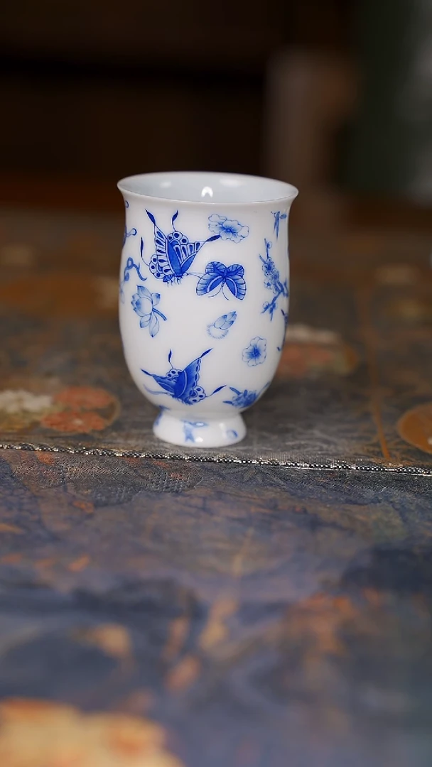 【闪购商品】杯铭墨 青花蝴蝶闻香杯