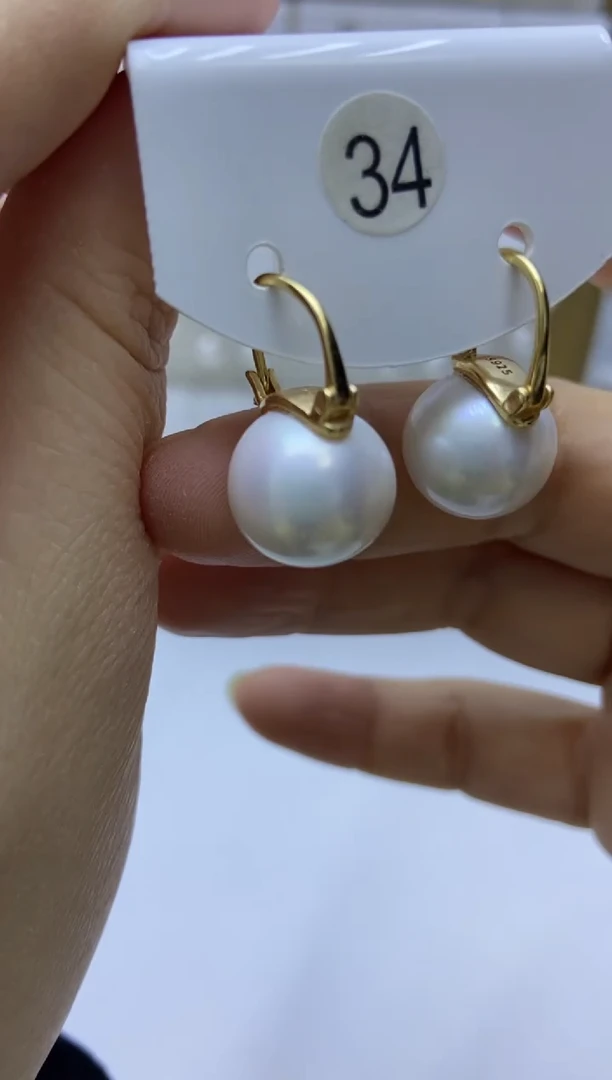 银S925镶嵌耳饰淡水珍珠34