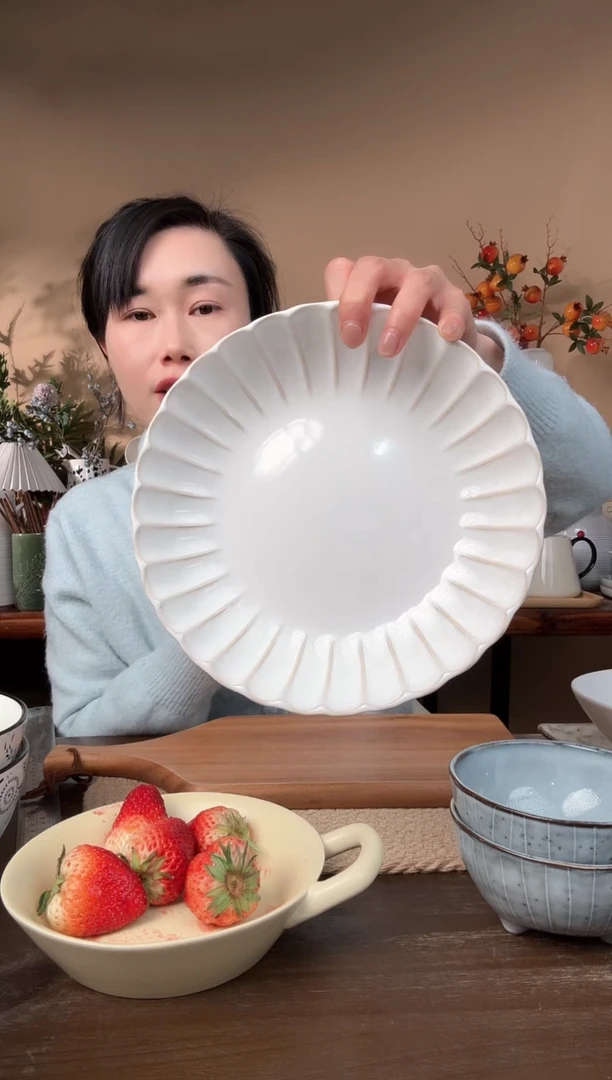 【闪购商品】瓷片9英寸窑变花瓣碗微瑕