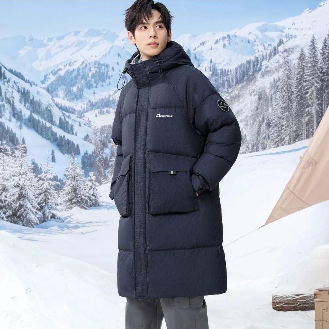 【辉哥】1107-长款连帽情侣款户外加厚保暖休闲宽松冬季防寒服-G