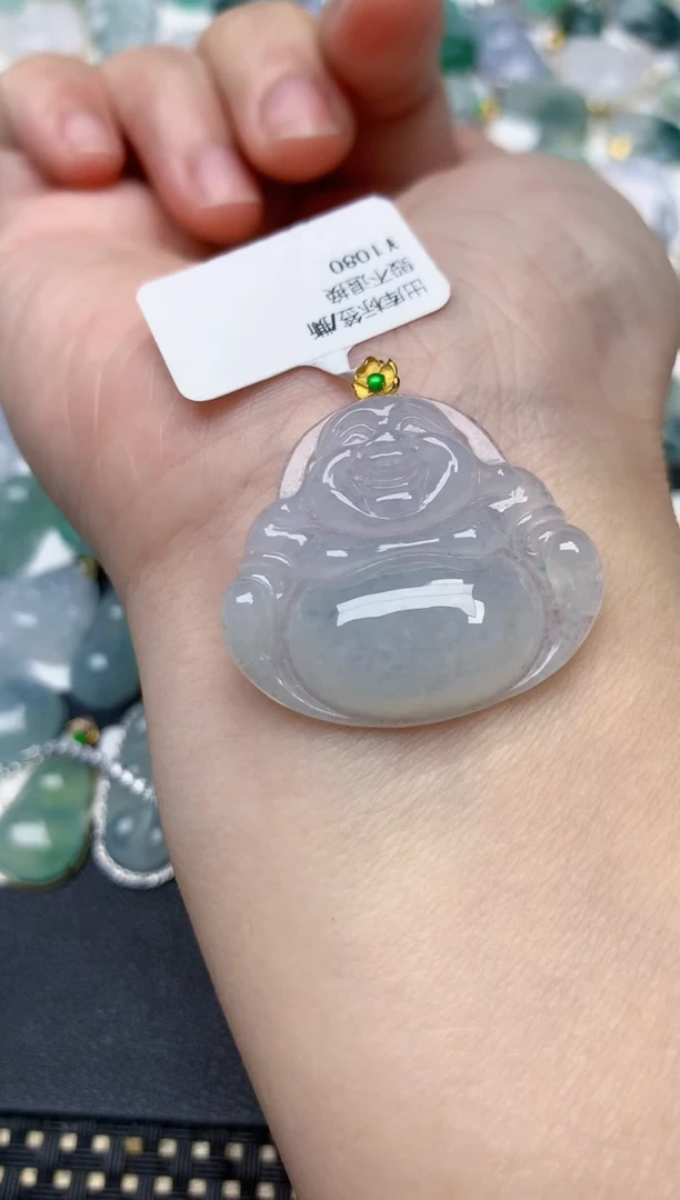 颈饰18K金镶嵌翡翠天然缅甸A货翡翠