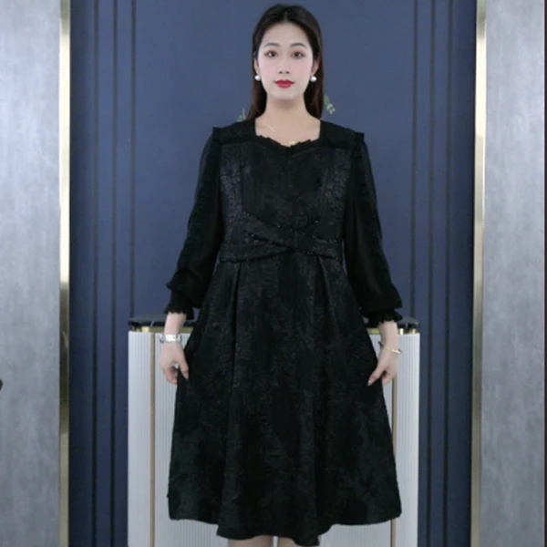 2025秋季新款长袖女装显瘦遮肉新款百搭时尚洋气连衣裙ZB6494