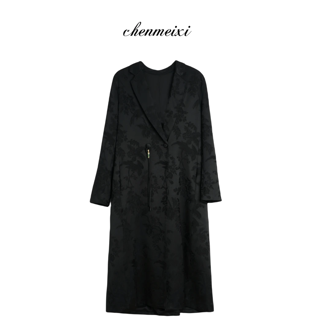 223【春花秋月】麦穗提花国风外套大衣5435