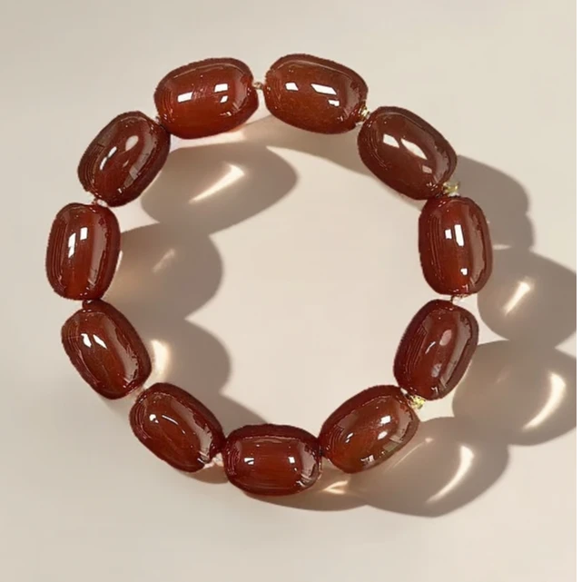 藏收血离子参珀玛瑙手串13MM*18*11颗玉石手链天然珠宝精美X138