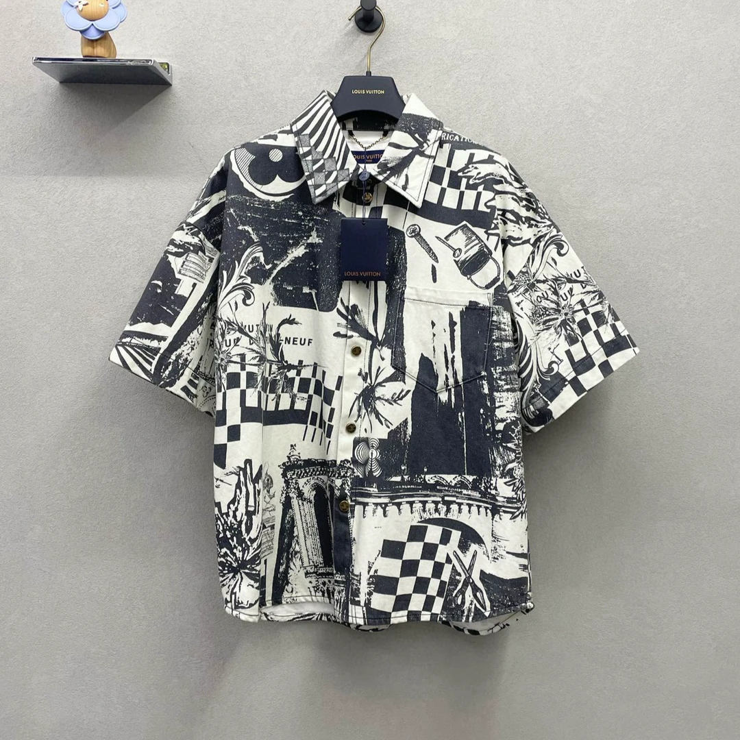 99新 LouisVuitton/路易威登 白色漫画牛仔短袖/尺码m/000