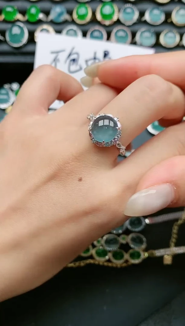 翡翠戒指银S925镶嵌111111