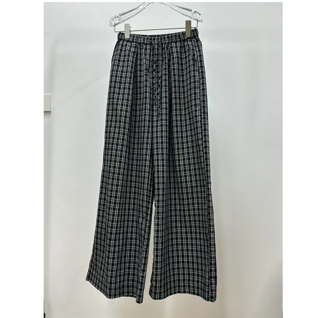 十三行PUDDING-夏季福秒系带格子休闲裤#P5022