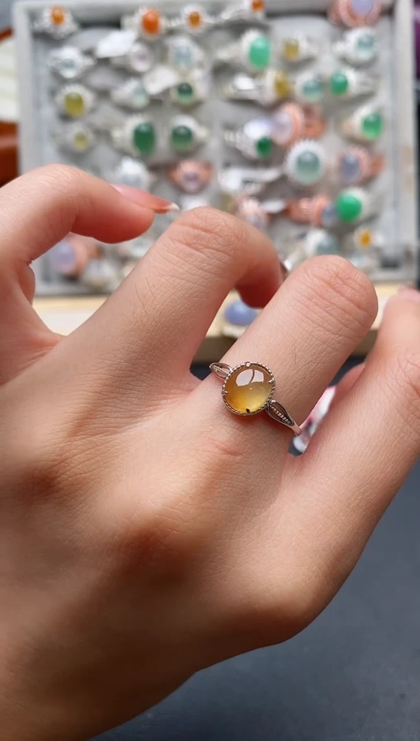 银S925镶嵌戒指翡翠66666+3