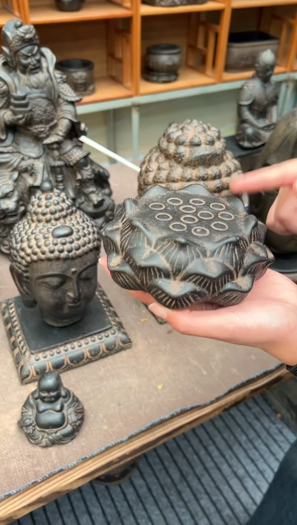 陶土【火山泥】莲蓬实心底座