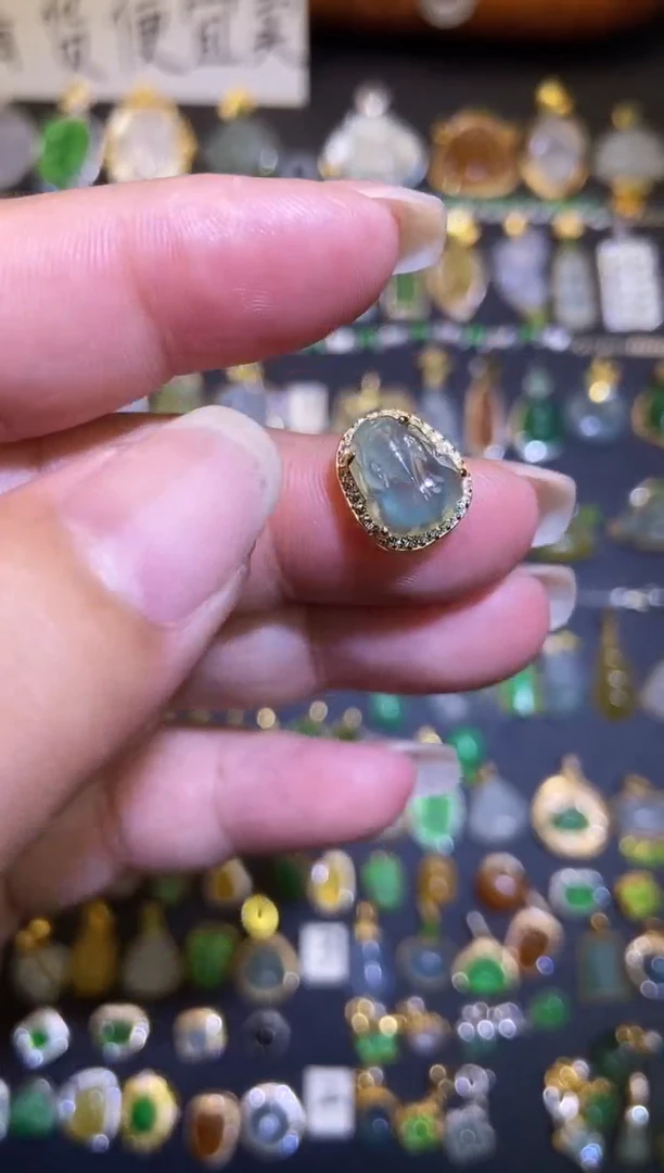 翡翠银S925镶嵌吊坠(不含链)1