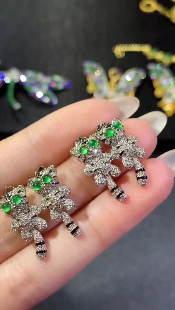 【闪购商品】翡翠耳饰银S925镶嵌128耳饰（多样性发货一件