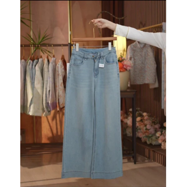 【莱赛尔牛仔裤】国风牛仔裤春夏季新款高腰显廋复古宽松直筒阔腿裤