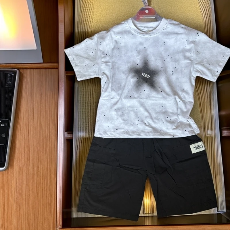 常规童装男士套头套装韩版夏季男印花轻奢休闲休闲风
