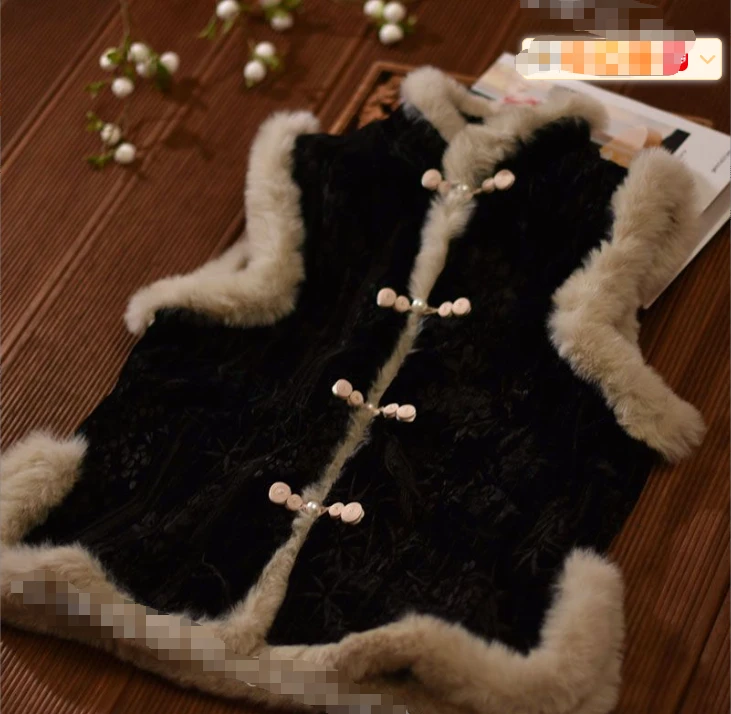 新中式马甲国风唐装复古黑色加绒无袖中式轻奢外套马夹冬款开衫女