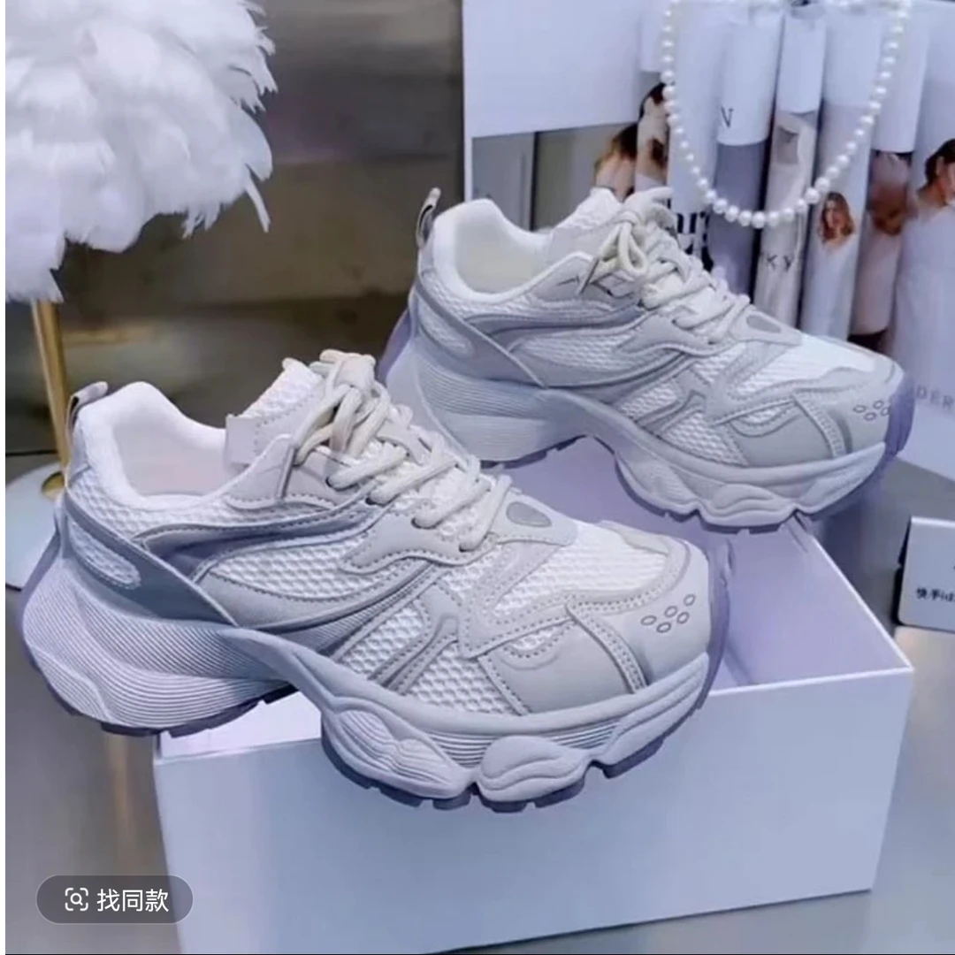 L网面老爹鞋女2025夏季新款休闲鞋女透气女款
