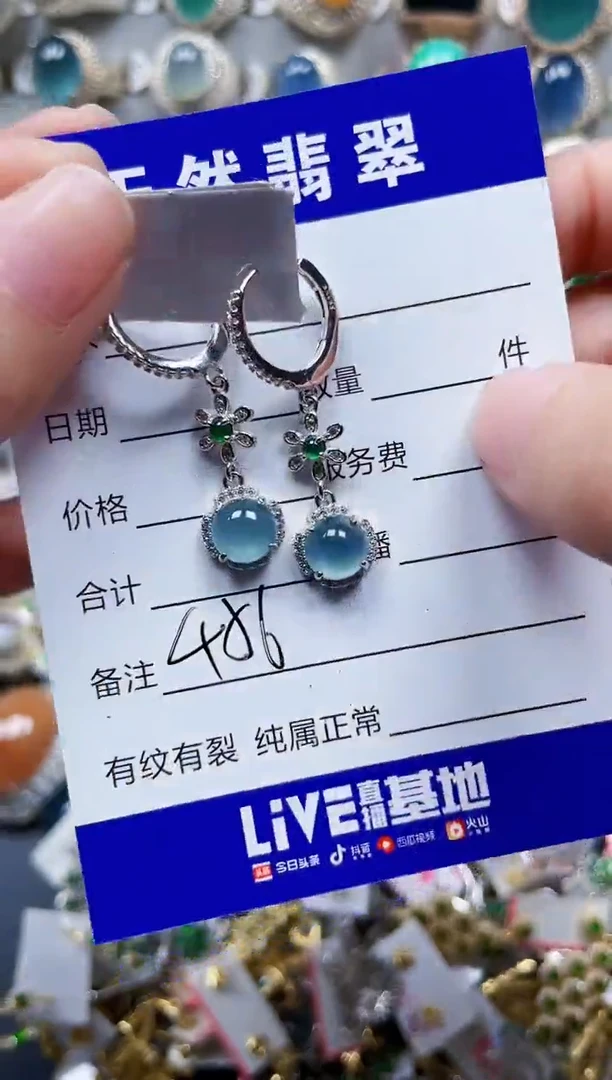 银S925镶嵌翡翠耳饰456