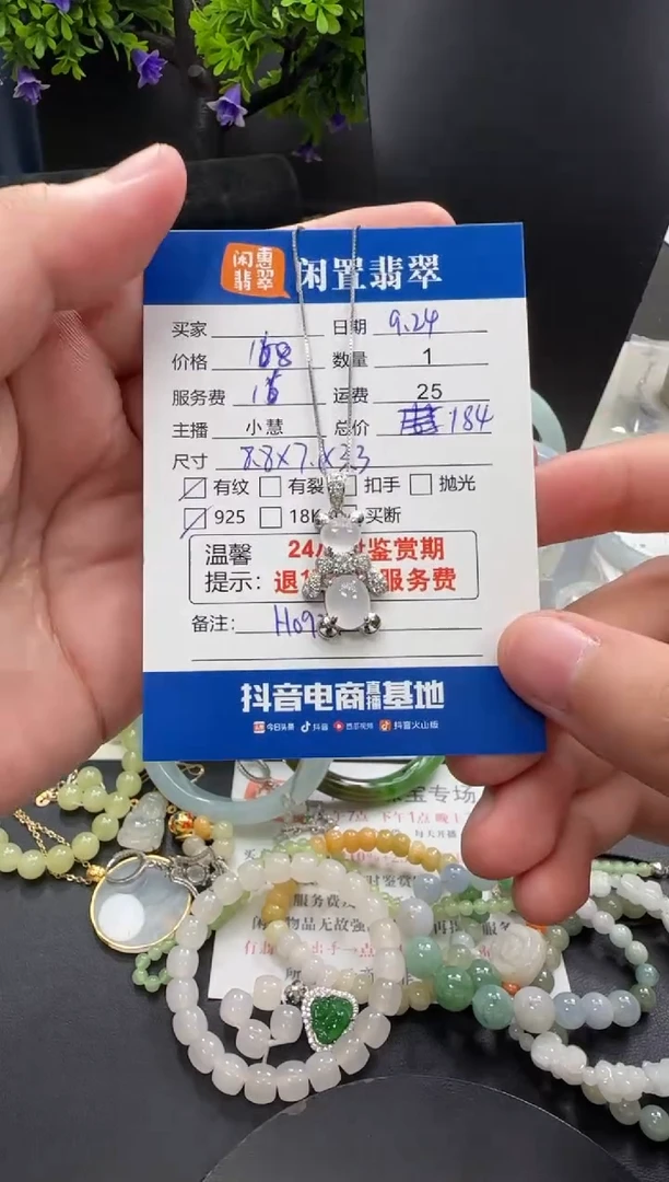 吊坠(赠链)银S925镶嵌翡翠翡翠吊坠
