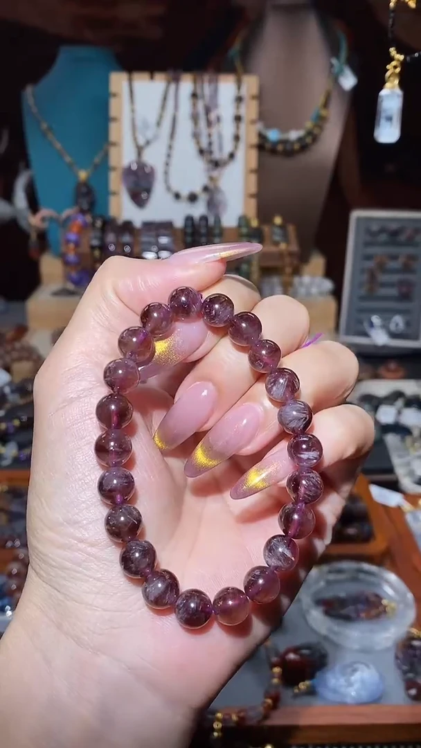 手串未镶嵌水晶极光烟紫