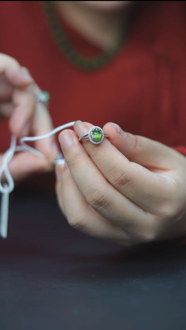 未镶嵌戒指和田玉一线猫 碧玉猫眼开口戒 HC30167