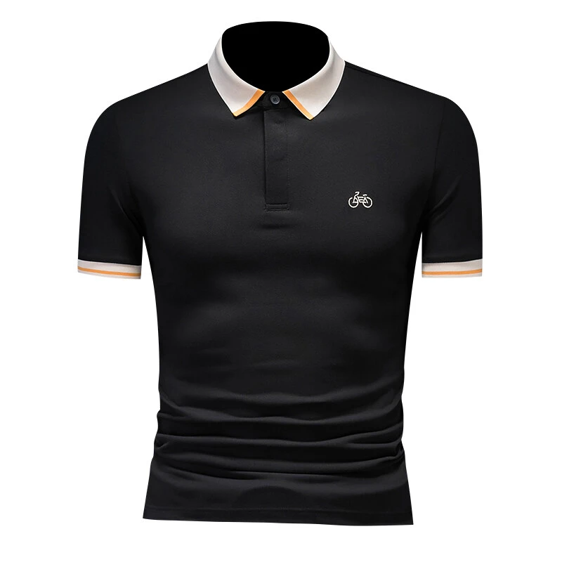罗尔基那斯刺绣短袖Polo衫男士夏季新款潮牌修身t恤翻领半袖透气