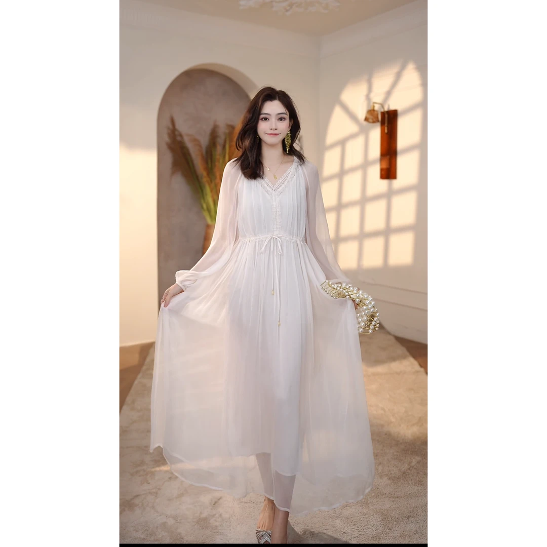 【2025文文】重磅100桑蚕丝连衣裙9E-001