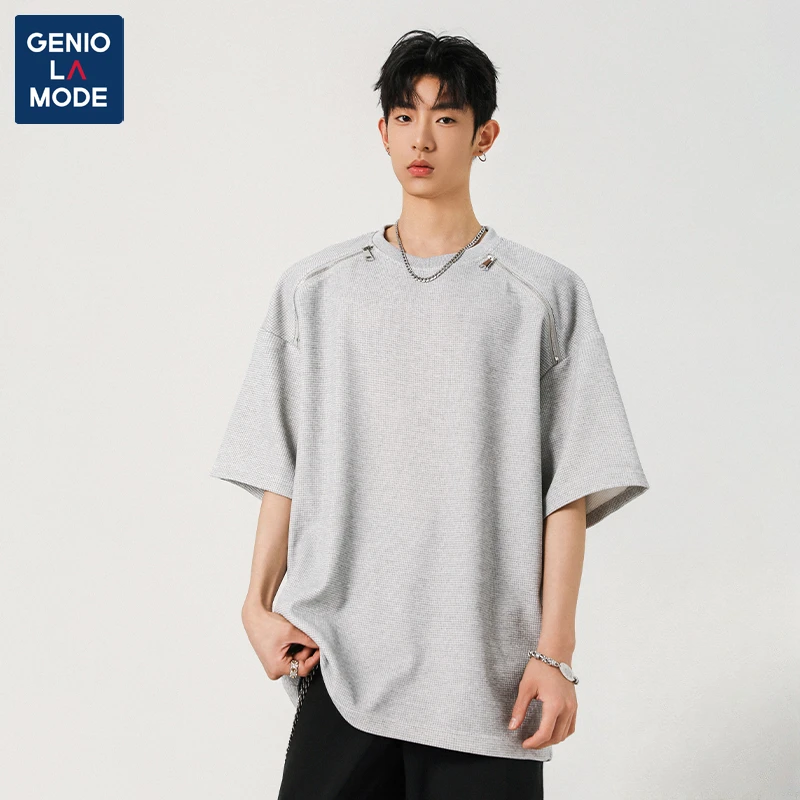 GENIO LAMODE【敖瑞鹏代言】凉呼呼短袖T恤男夏季纯色宽松百搭体恤