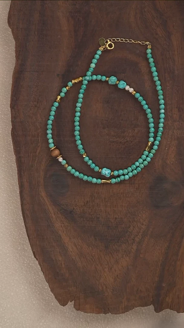 银S925镶嵌绿松石项链A3959-定制