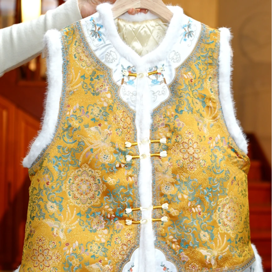 红色海~非遗织金新中式国风时尚马甲JS170