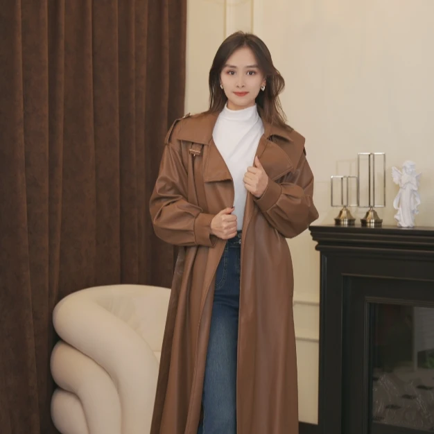 2024年新款皮风衣时尚衣长110厘米YMW6211