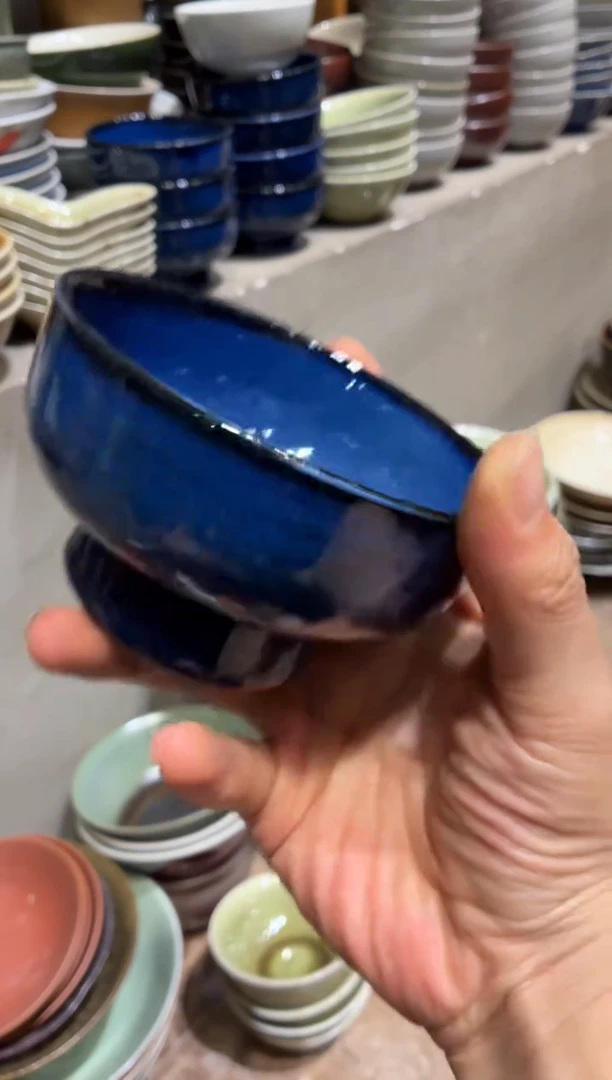 瓷片不**茶489季蓝小高足1个